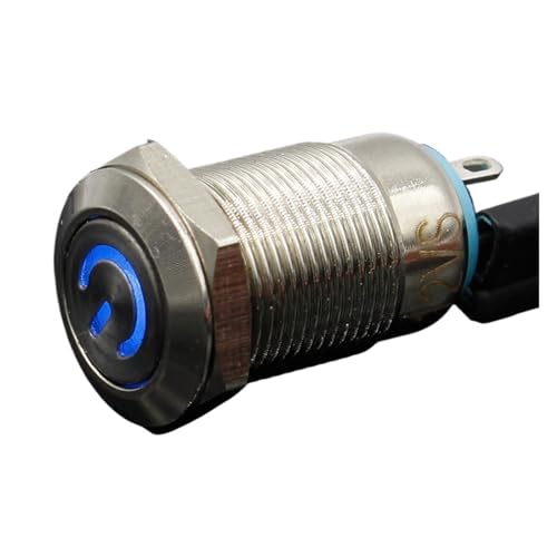 1 STÜCK 12 MM mit LED 12 V 24 V 220 V Metallknopfschalter, verriegelbarer Druckknopf, selbstverriegelnd, wasserdicht, beleuchtet(Yellow,220V) von DVFMR