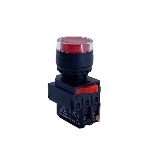 10PCS beleuchteter Druckschalter LA38-10D Reset Momentary Self Locking Start Stop Power Control 22mm LAY38S(Red,SELF LOCKING_1NC_24V AC DC) von DVFMR