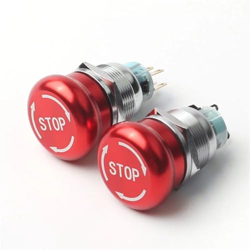 16 mm 19 mm 22 mm Metall-Not-Aus-Schalter, wasserdicht, selbstsichernd, 3-polig, 6-polig, Pilzkopf(STOP Style,16MM_1NO1NC) von DVFMR