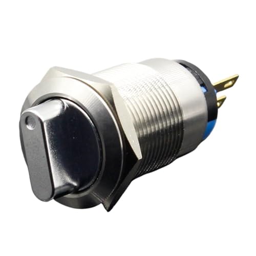 19 mm 2 3 Positionsschalter Drucktastenschalter DPDT Metallwahl-Drehschalter mit wasserdichtem Edelstahl(3 Position,LOCKING_220V) von DVFMR