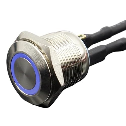 1PC 16mm 3V 5V 12V 220V Aluminium Metall LED Power NO Push Button Schalter selbst-reset Metall Schalter Normalerweise Offen(Red,24V) von DVFMR