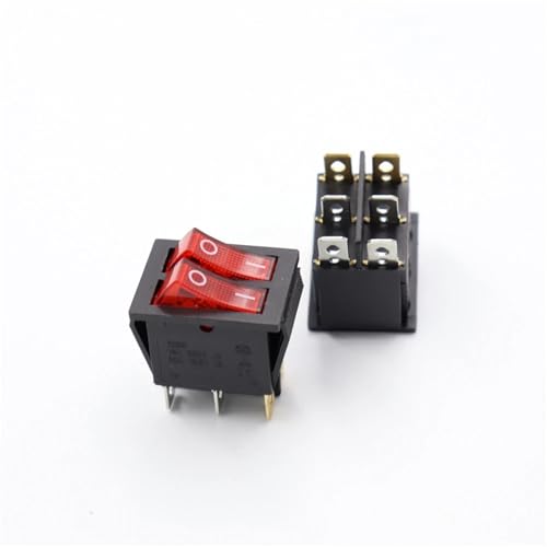 2 Stück 12 V 220 V Schalter KCD4 bootförmiger Wippschalter Ein-Aus mit Licht(Double red light,220V) von DVFMR
