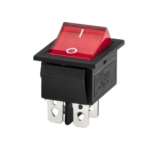 2 Stück 31 x 25 mm rot beleuchteter Wippschalter in Bootsform mit Lichtschalter 2 Pole EIN AUS 4-polig KCD2-201N KCD4 16A von DVFMR