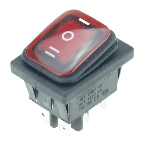 2 Stück Ein Aus Ein 12 V/220 V Robuster 6-poliger DPDT IP67 Wasserdichter Kippschalter for Auto, Boot, Marine, mit LED, 12 V/220 V, 27 x 22 mm(Yellow,220V) von DVFMR