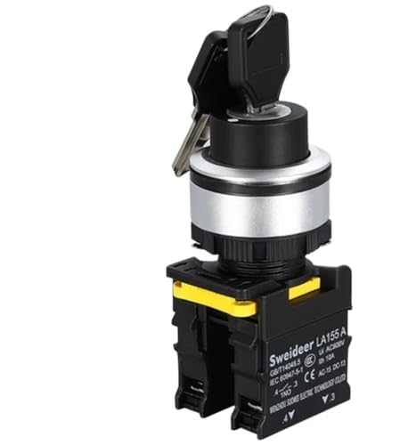 30mm Schlüsselwahlschalter Druckknopf Netzschalter 2 3 Wege Momentary Reset Selbsthemmend Ein Aus 12V24V220V(2NO_SELF-LOCKING) von DVFMR