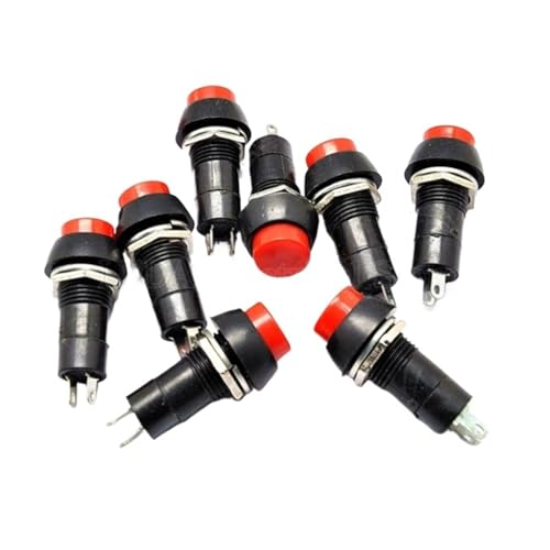 5 Stück PBS-11A / PBS-11B 12 mm selbstsichernder selbstrückstellender runder Kunststoff-Drucktastenschalter 3A 250 V AC 2PIN 6 Farben(Yellow,PBS-11A Latching) von DVFMR