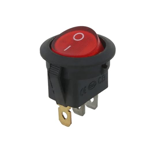 5PCS ON/OFF Runde Rocker Schalter LED beleuchtet Auto 12V 24V / 6A 250V / 10A 125V 2/3/4PIN Schalter 20MM(3Pin red ON-OFF) von DVFMR