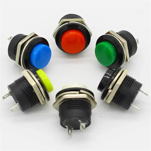 6 Stück R13-507 Momentary SPST NO Red Round Cap Push Button Switch AC 6A/125V 3A/250V 6color(6PCS YELLOW) von DVFMR