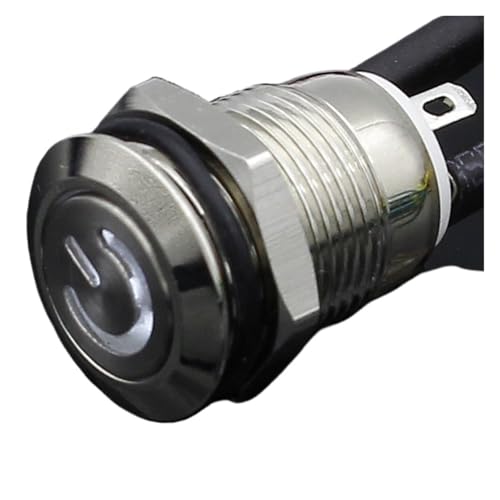 Auto Computer 12mm 3V 5V 12V 220V Aluminium Metall LED Power NO Druckschalter selbst-reset Metall Schalter Normalerweise Offen(Yellow,5V) von DVFMR