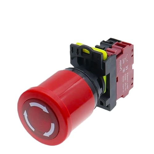LA36M Drucktastenschalter for Stromversorgung, Not-Aus, LA36M-01ZS, normalerweise geschlossen, selbstverriegelnder Schalter 10 A, 1 Öffner/2 Öffner, mit Fixierung(With Light,1NO_12V-24V) von DVFMR