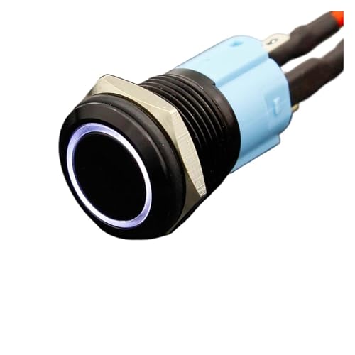 Momentaner 16 mm wasserdichter Metall-Drucktastenschalter 3 V, 5 V, 12 V, 24 V, 48 V, 110 V(Blue,110V) von DVFMR