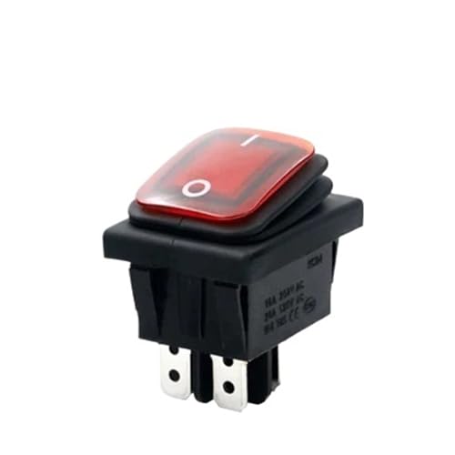 Wasserdichter, bootförmiger Wippschalter KCD4-201N, 4 Fuß, 2 Gänge, vier Fuß, mit hellsilberfarbenem Hochstrom-Wippen-Netzteil(Yellow) von DVFMR