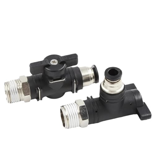 BC pneumatische Schnellkupplung Außengewinde 1/8" 1/4" 3/8" 1/2" Kugelhahn Schalter PU-Schlauch Handventil Durchfluss Handdrehventil(BC10-01) von DVFUCUECE