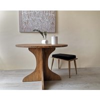 Handgemachter Rustikaler Runder Kieferntisch Esstisch Aus Massivholz von DValentiFurniture