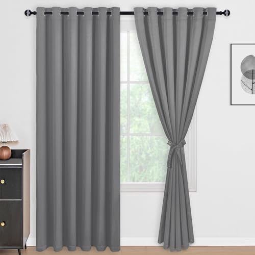 DWCN 100% graue Verdunkelungsvorhänge, 213 cm lang, für Schlafzimmer, mit schwarzem Futter, doppellagig, wärmeisoliert, Raumverdunkelung, Fenstervorhang mit Raffhaltern für Kinderzimmer, B 70 x L 84, DWCN 100% graue Verdunkelungsvorhänge, 213 cm lang, für Schlafzimmer, mit schwarzem Futter, doppellagig, wärmeisoliert, Raumverdunkelung, Fenstervorhang mit Raffhaltern für Kinderzimmer, B 70 x L 84, von DWCN