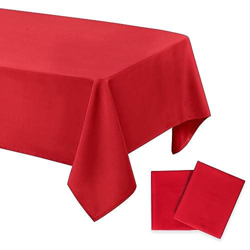 DWCN 2 Stück Rot Tischdecke Fleckschutz Abwaschbar Tischwäsche Wasserabweisend Tischtuch für Esszimmer, Garten, Party, Hochzeiten oder Haushalt,140x200cm von DWCN