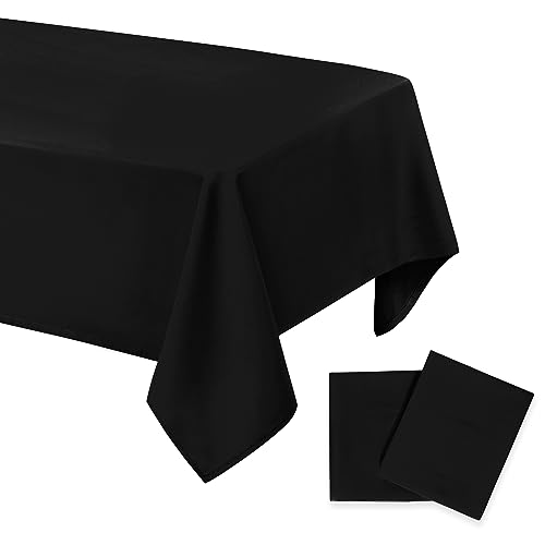 DWCN 2 Stück Schwarz Tischdecke Fleckschutz Abwaschbar Tischwäsche Wasserabweisend Tischtuch für Esszimmer, Garten, Party, Hochzeiten oder Haushalt,140x200cm von DWCN