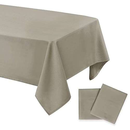 DWCN 2 Stück Taupe Tischdecke Fleckschutz Abwaschbar Tischwäsche Wasserabweisend Tischtuch für Esszimmer, Garten, Party, Hochzeiten oder Haushalt,130x220cm von DWCN