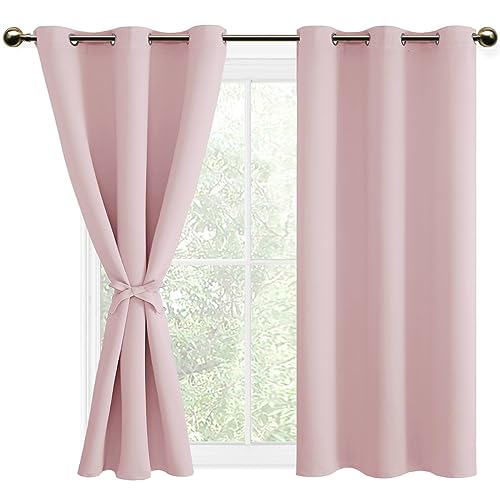 DWCN Blickdichte Vorhänge Verdunkelungsgardinen mit Ösen 2 Stücke Thermogardine für Wohnzimmer,Schlafzimmer,Blush Rosa,137x117cm(HxB) von DWCN