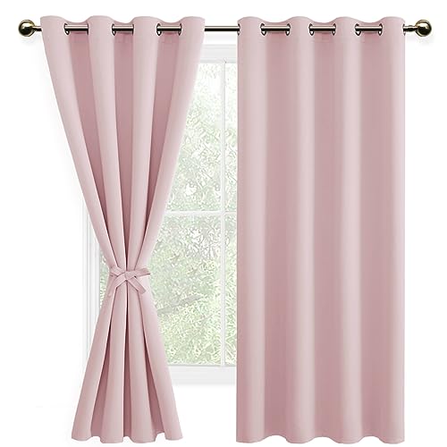 DWCN Blickdichte Vorhänge Verdunkelungsgardinen mit Ösen 2 Stücke Thermogardine für Wohnzimmer,Schlafzimmer,Blush Rosa,175x140cm(HxB) von DWCN