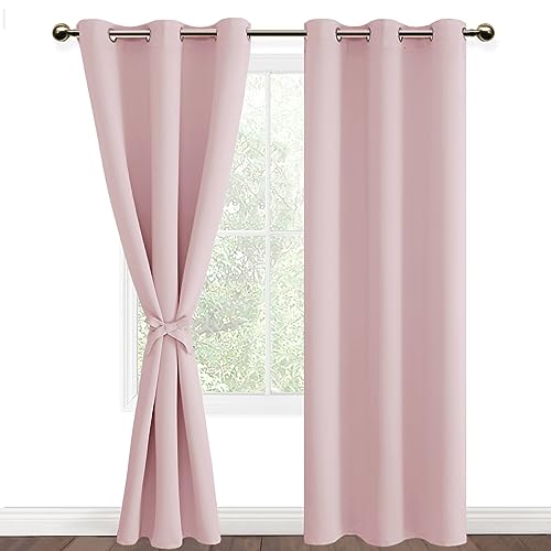DWCN Blickdichte Vorhänge Verdunkelungsgardinen mit Ösen 2 Stücke Thermogardine für Mädchenzimmer, Kinderzimmer, Blush Rosa, 228x117cm(HxB) von DWCN
