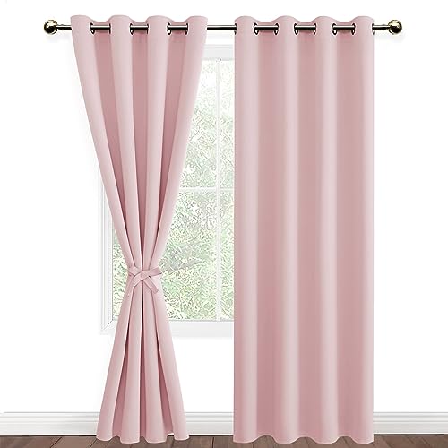 DWCN Blickdichte Vorhänge Verdunkelungsgardinen mit Ösen 2 Stücke Thermogardine für Wohnzimmer,Schlafzimmer,Blush Rosa,245x140cm(HxB) von DWCN