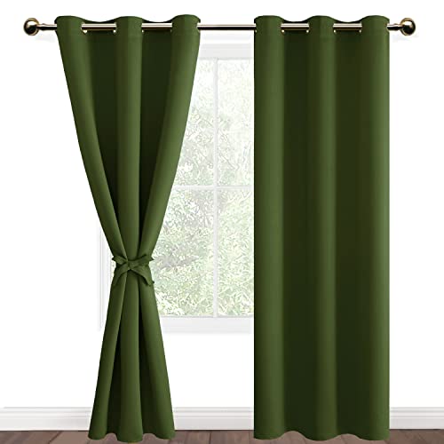 DWCN Blickdichte Vorhänge Verdunkelungsgardinen mit Ösen 2 Stücke Thermogardine für Wohnzimmer,Schlafzimmer,Olive Grün,228x117cm(HxB) von DWCN