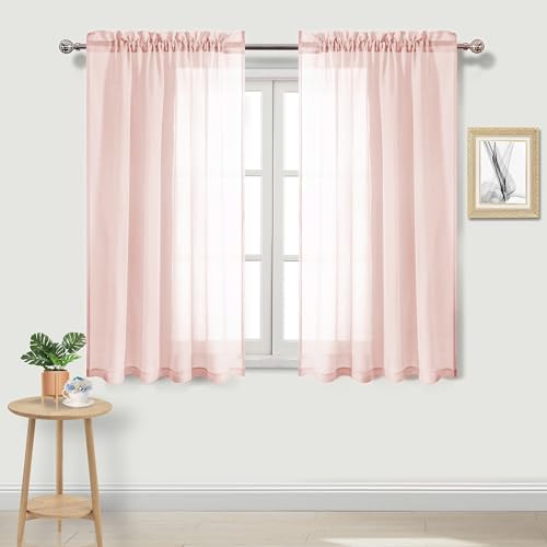 DWCN Blush Pink Sheer Curtains Semi Transparent Voile Rod Pocket Curtains for Bedroom and Living Room, 52"x45" Long, Set of 2 Panels DWCN Blush Pink Sheer Curtains Semi Transparent Voile Rod Pocket Curtains for Bedroom and Living Room, 52"x45" Long, Set of 2 Panels von DWCN