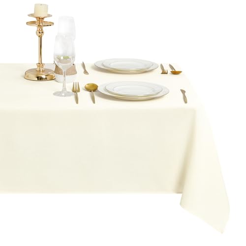 DWCN Champagner Tischdecke Leinenoptik Abwaschbar Tischwäsche Wasserabweisend Tischtuch für Esszimmer, Garten, Party, Hochzeiten oder Haushalt,135x180cm von DWCN