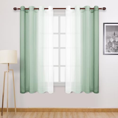 DWCN Durchsichtige Vorhänge aus Kunstleinen, Ombré-Stil, 160 cm lang, Farbverlauf, Halbvoile-Vorhänge für Schlafzimmer und Wohnzimmer, 2er-Set, Fenstervorhänge mit Ösen, B 132 x L 160 cm, Salbeigrün DWCN Durchsichtige Vorhänge aus Kunstleinen, Ombré-Stil, 160 cm lang, Farbverlauf, Halbvoile-Vorhänge für Schlafzimmer und Wohnzimmer, 2er-Set, Fenstervorhänge mit Ösen, B 132 x L 160 cm, Salbeigrün von DWCN