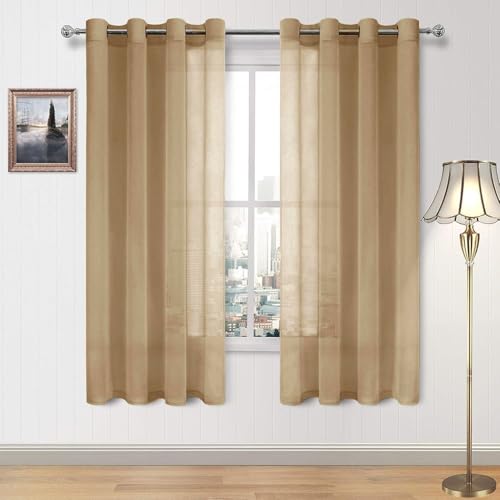 DWCN Durchsichtige Vorhänge in Leinenoptik, halbtransparent, mit Ösen, für Schlafzimmer, Wohnzimmer, Set mit 2 Paneelen 132 x 183 cm lang, Taupe DWCN Durchsichtige Vorhänge in Leinenoptik, halbtransparent, mit Ösen, für Schlafzimmer, Wohnzimmer, Set mit 2 Paneelen 132 x 183 cm lang, Taupe von DWCN
