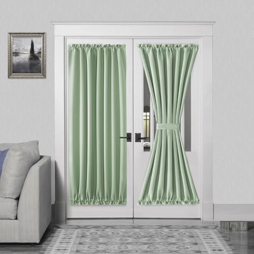 DWCN Französische Türvorhänge, Stangentasche, Thermo-Verdunkelungsvorhang für Türen mit Glasfenster, Küchen- und Terrassentüren für Privatsphäre, 137 x 183 cm lang, 1 Vorhang mit Raffhalter, von DWCN