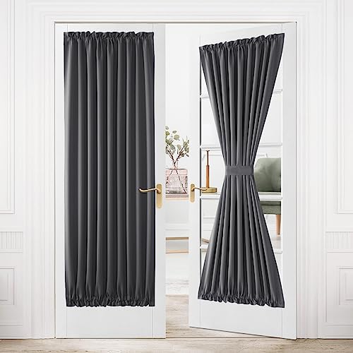 DWCN Französische Türvorhänge, Stangentasche, Thermo-Verdunkelungsvorhang für Türen mit Glasfenster, Küchen- und Terrassentüren für Privatsphäre, 91,4 x 203,2 cm lang, 1 Vorhang mit Raffhalter, von DWCN