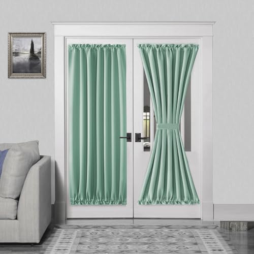 DWCN Französische Türvorhänge - Stangentasche, Thermo-Verdunkelungsvorhang für Türen mit Glasfenster, Küchen- und Terrassentüren für Privatsphäre, 137 x 183 cm lang, 1 Vorhang mit Raffhalter, von DWCN
