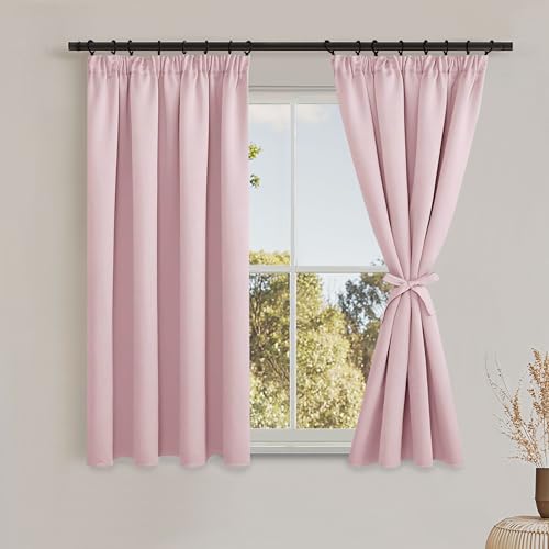 DWCN Gardinen Blickdicht Vorhänge mit Kräuselband 2er Set H145xB140 cm, Verdunklungsvorhänge Vorhang-Krawatten, Vorhänge Wohnzimmer Schlafzimmer Thermogardine Kälteschutz Wämreisolierende, Blush Pink DWCN Gardinen Blickdicht Vorhänge mit Kräuselband 2er Set H145xB140 cm, Verdunklungsvorhänge Vorhang-Krawatten, Vorhänge Wohnzimmer Schlafzimmer Thermogardine Kälteschutz Wämreisolierende, Blush Pink von DWCN