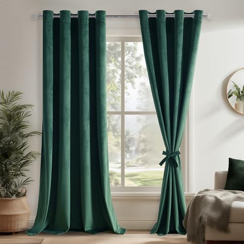 DWCN Grün Samtvorhang mit Ösen 2er Set H245xB140cm, Vorhänge Blickdicht Samt mit Vorhang-Krawatten für Wohnzimmer Schlafzimmer, Weich Verdunkelung Velvet Curtains Verdunkelnd Gardinen Dicker Winter DWCN Grün Samtvorhang mit Ösen 2er Set H245xB140cm, Vorhänge Blickdicht Samt mit Vorhang-Krawatten für Wohnzimmer Schlafzimmer, Weich Verdunkelung Velvet Curtains Verdunkelnd Gardinen Dicker Winter von DWCN