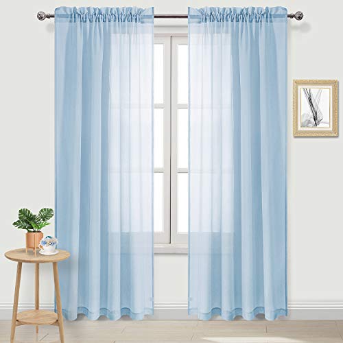 DWCN Himmelblaue Gardinen halbtransparente Voile-Vorhänge für Schlafzimmer und Wohnzimmer, 132,1 x 213,4 cm lang, 2er-Set DWCN Himmelblaue Gardinen halbtransparente Voile-Vorhänge für Schlafzimmer und Wohnzimmer, 132,1 x 213,4 cm lang, 2er-Set von DWCN