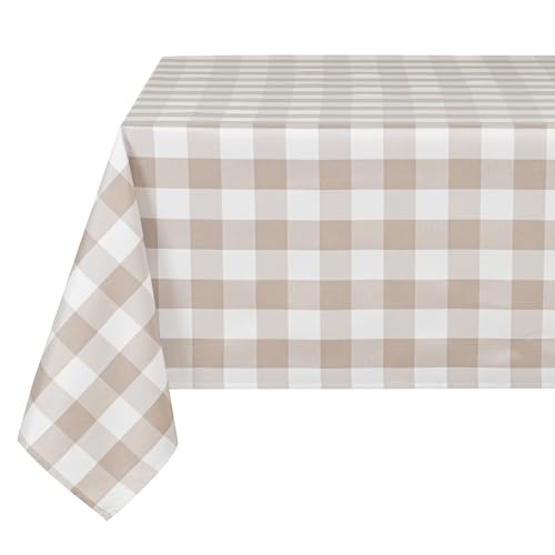 DWCN Karierte Tischdecke Outdoor Tischdecke Abwaschbar Wetterfest Fleckschutz Wasserdicht Garten tischdecken für Draußen Picknick Esszimmer Festival Party Hochzeiten, Khaki und Weiß, 135x180cm DWCN Karierte Tischdecke Outdoor Tischdecke Abwaschbar Wetterfest Fleckschutz Wasserdicht Garten tischdecken für Draußen Picknick Esszimmer Festival Party Hochzeiten, Khaki und Weiß, 135x180cm von DWCN