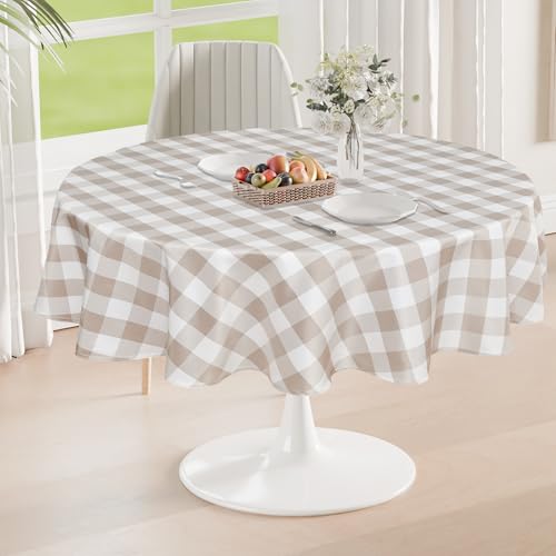 DWCN Karierte Tischdecke Rund 120cm Tischdecke Outdoor Tischdecke Abwaschbar Wetterfest Fleckschutz Wasserdicht Tischdecke für Draußen Picknick Esszimmer Garten Party Hochzeiten, Khaki und Weiß DWCN Karierte Tischdecke Rund 120cm Tischdecke Outdoor Tischdecke Abwaschbar Wetterfest Fleckschutz Wasserdicht Tischdecke für Draußen Picknick Esszimmer Garten Party Hochzeiten, Khaki und Weiß von DWCN