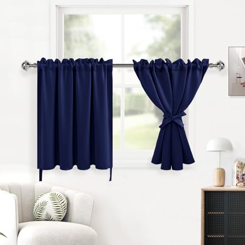 DWCN Marineblaue Verdunkelungsvorhänge für Wohnzimmer, Kurze Vorhänge für kleines Fenster, Raumverdunkelungsvorhang Ebenen für Jungenzimmer, Keller, 76,2 cm Länge, Schlafzimmervorhänge – 107,6 x 76,2 DWCN Marineblaue Verdunkelungsvorhänge für Wohnzimmer, Kurze Vorhänge für kleines Fenster, Raumverdunkelungsvorhang Ebenen für Jungenzimmer, Keller, 76,2 cm Länge, Schlafzimmervorhänge – 107,6 x 76,2 von DWCN