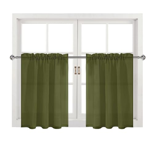 DWCN Durchsichtige Vorhänge für Küchenfenster, mit Stangentasche, halbtransparent, Voile, für Schlafzimmer, Wohnzimmer, Bauernhaus, 91,4 x 91,4 cm lang, 2 Paneele DWCN Durchsichtige Vorhänge für Küchenfenster, mit Stangentasche, halbtransparent, Voile, für Schlafzimmer, Wohnzimmer, Bauernhaus, 91,4 x 91,4 cm lang, 2 Paneele von DWCN