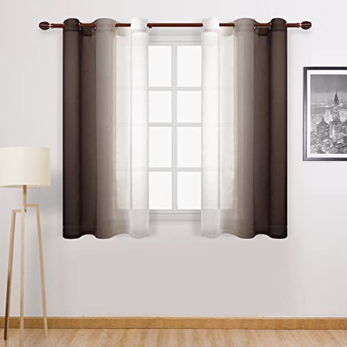 DWCN Ombré-Vorhänge aus Kunstleinen – Farbverlauf, Halb-Voile-Vorhänge für Schlafzimmer und Wohnzimmer, Set mit 2 Ösen, Fenstervorhang, 107 x 137 cm lang, Schokoladenbraun DWCN Ombré-Vorhänge aus Kunstleinen – Farbverlauf, Halb-Voile-Vorhänge für Schlafzimmer und Wohnzimmer, Set mit 2 Ösen, Fenstervorhang, 107 x 137 cm lang, Schokoladenbraun von DWCN