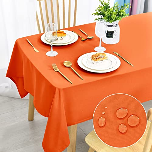 DWCN Orange Tischdecke Fleckschutz Abwaschbar Tischwäsche Wasserdicht Tischtuch für Esszimmer, Garten, Party, Hochzeiten oder Haushalt,140x200cm von DWCN