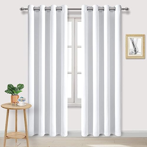 DWCN Pure White Window Curtain Panels 132,1 x 213,4 cm lang, mit weißer Mittelschicht, 2 Vorhänge für Wohnzimmer, Schlafzimmer, Esszimmer, Küche von DWCN
