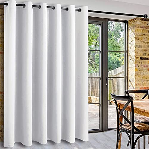 DWCN Raumteiler Vorhang Blickdicht H213xB254cm Thermovorhang Extra Breite Vorhänge Hängend Raumtrenner Vorhänge Blickdicht Raumtrenner Hängend Wohnzimmer Gardinen mit Ösen, 1 Stück, Weiß von DWCN