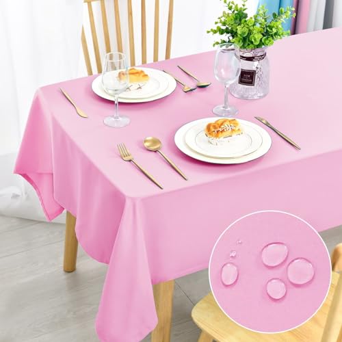 DWCN Rosa Tischdecke 110x110cm Fleckschutz Abwaschbar Tischwäsche Wasserdicht Tischtuch für Esszimmer, Garten, Party, Hochzeiten oder Haushalt von DWCN