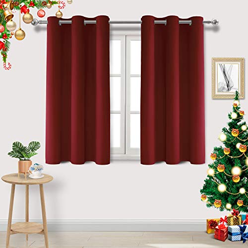DWCN Verdunkelungsvorhänge für Schlafzimmer, kurze Vorhänge für kleine Fenster, thermische Vorhänge für Wohnzimmer, Burgunderrot, B 96 x L 114 cm, 2 Stück von DWCN