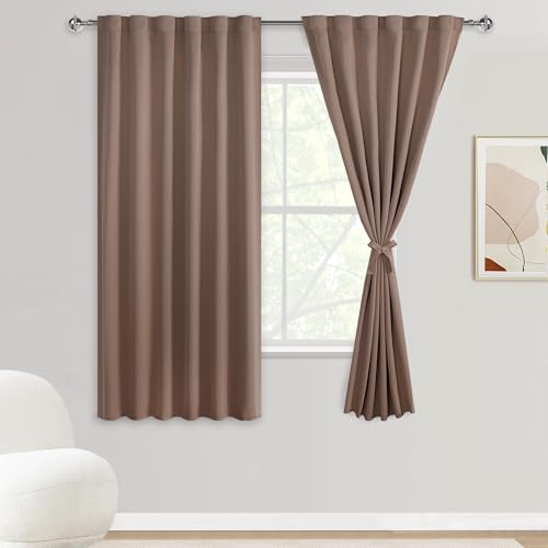 DWCN Verdunkelungsvorhänge für Schlafzimmer – 160 cm lange Stangentasche, wärmeisolierte Vorhänge mit Raffhaltern, Fensterbehandlungspaneele für Wohnzimmer, 132 x 160 cm, 2 Paneele, Mokka-Braun DWCN Verdunkelungsvorhänge für Schlafzimmer – 160 cm lange Stangentasche, wärmeisolierte Vorhänge mit Raffhaltern, Fensterbehandlungspaneele für Wohnzimmer, 132 x 160 cm, 2 Paneele, Mokka-Braun von DWCN