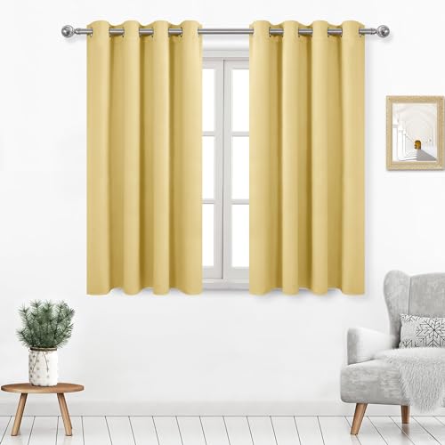 DWCN Verdunkelungsvorhänge für Wohnzimmer Schlafzimmer Einfarbig Thermovorhang Sichtschutz Vorhänge 114cm Hellgelb 132x114cm 2er Set von DWCN