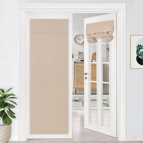 DWCN Verdunkelungsvorhänge für französische Türen, wärmeisoliert, lichtblockierend, Tricia-Fensterpaneele, Raumverdunkelung mit Klebeband für Seitenlicht, 66 x 172 cm, Beige von DWCN